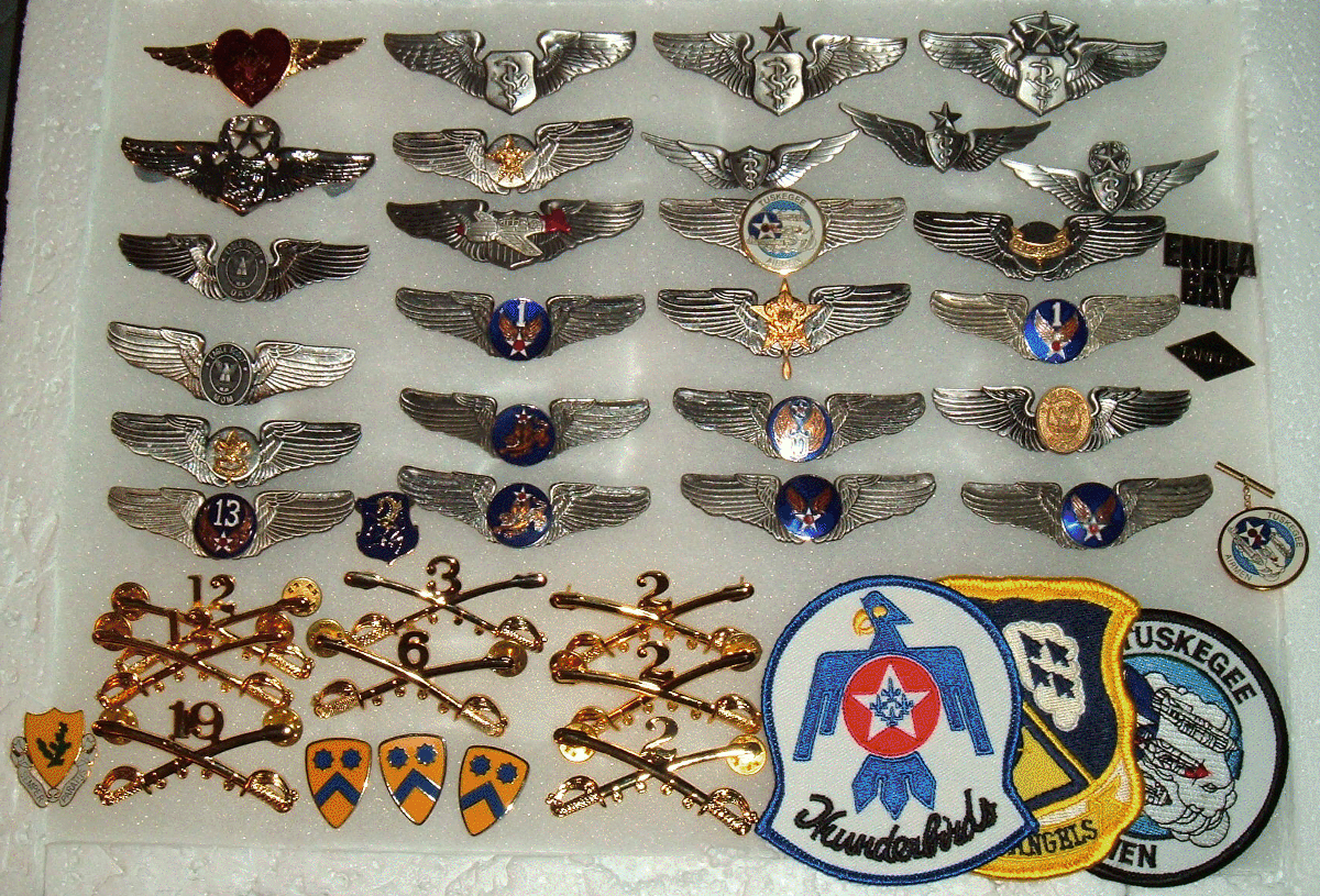 Close Out Lot of 44 Custom Pilot/Flight Wings, Military Emblems & Patches