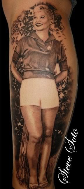 pin up tattoos for men. Realistic Pin Up Tattoo