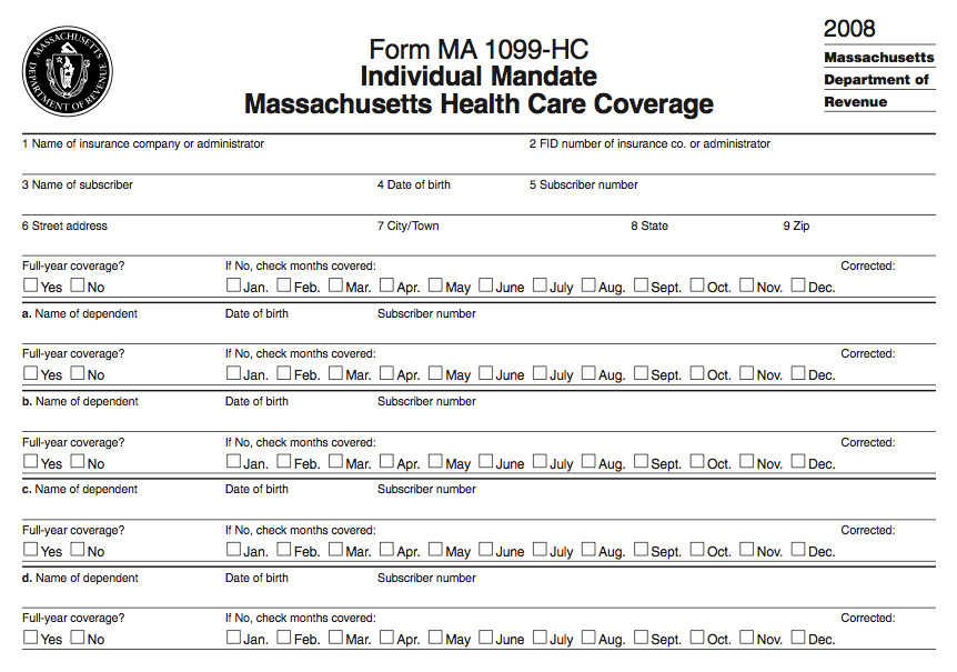 Massachusetts Form 1099-HC