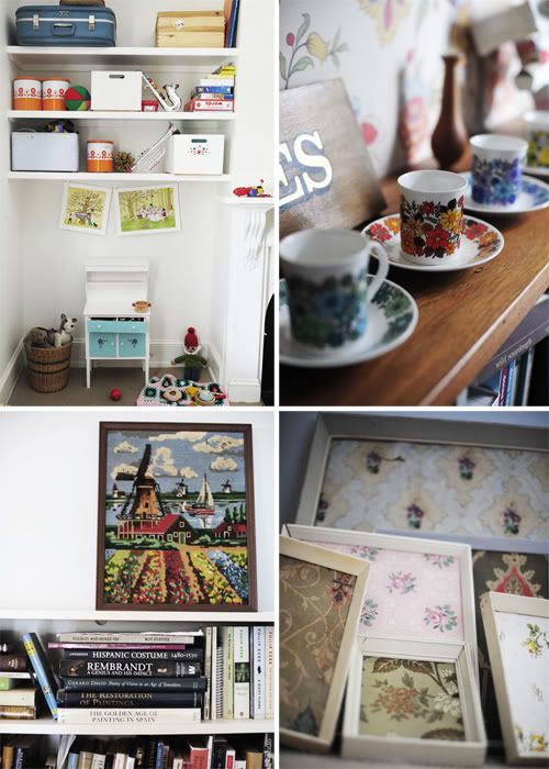 Shelving in a boy's room with a sweet faux leather suitcase on top 