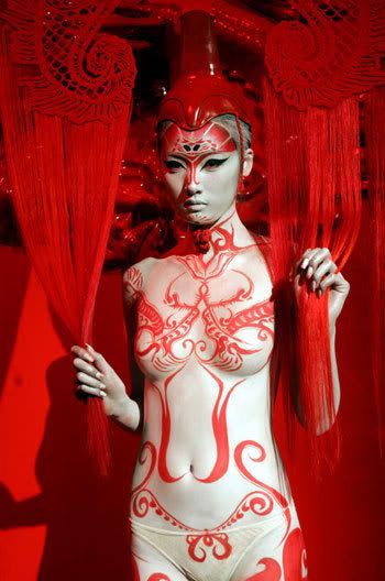 Red Art Body Painting Girl