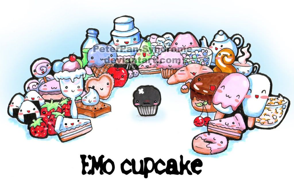 colorful cupcakes cartoon. emo cupcakes cartoon.