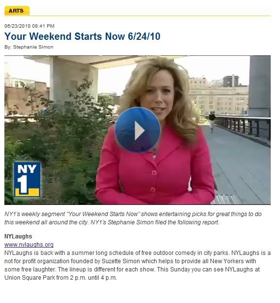 NY1 Report Features NYLaughs on June 24, 2010