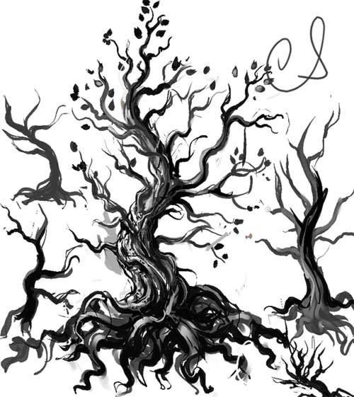 tree drawing with roots. looks like this Tree of Life