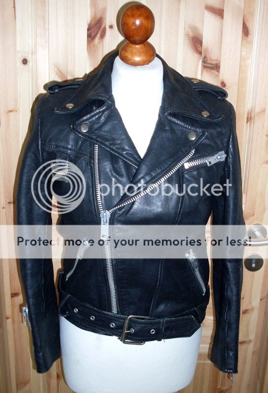  80 s Motorrad Lederjacke moto leather jacket punk rockabilly Gr 14 S