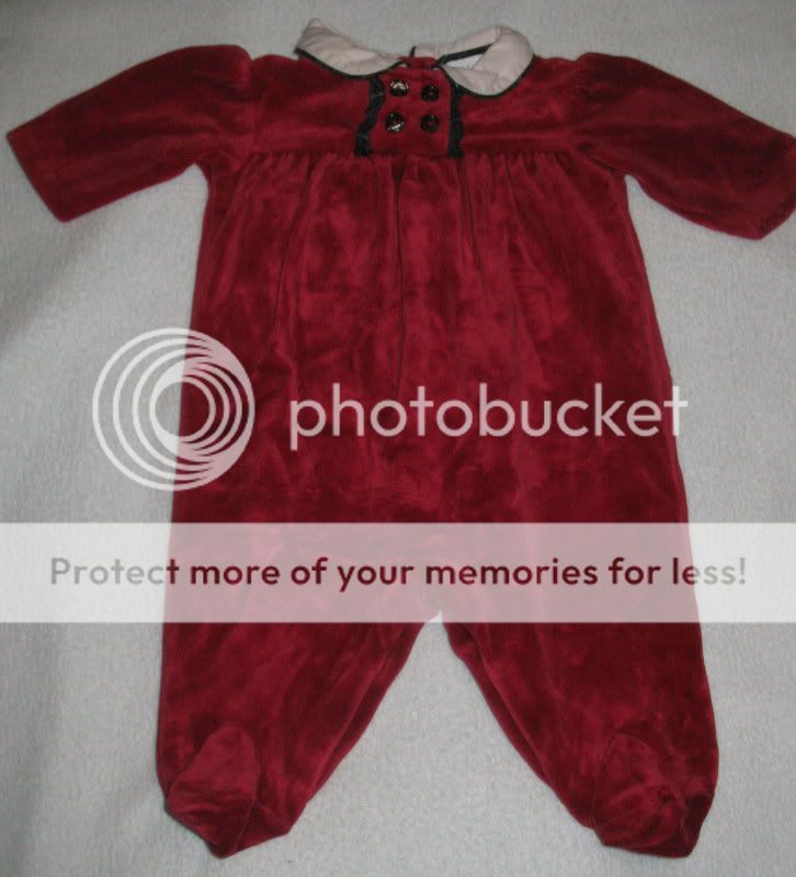 Ralph Lauren Red Velour Tartan Plaid Baby Sleeper 0 3 m